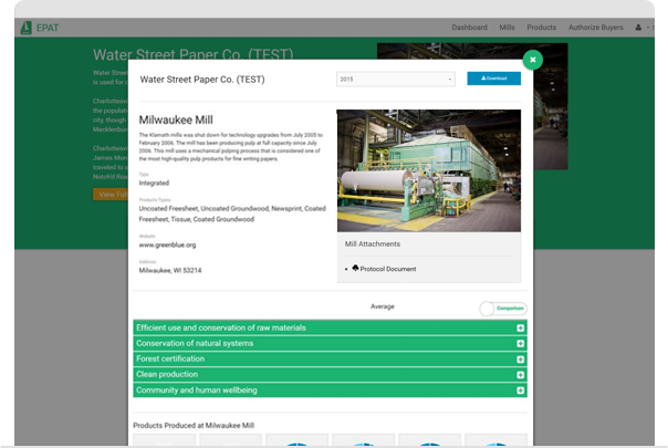 Environmental Paper Assessment Tool - Suppliers Screenshot